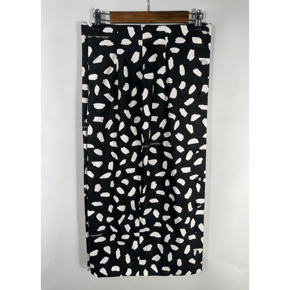 Off-White Pattern Women's Size 40 Black‎ White Buttoned Maxi Skirt